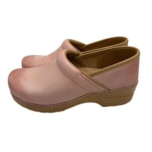 Dansko Professional Clogs Pink Milled Burnished Leather Womens 40 Slip On Shoes
